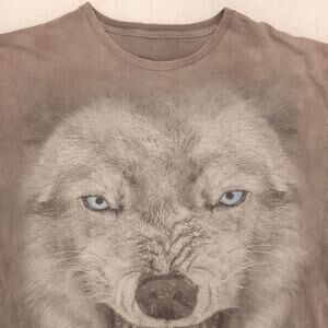 3D Tees Wolf Short Sleeve Casual Graphic T Shirt Adult Mens Size Large L Gray